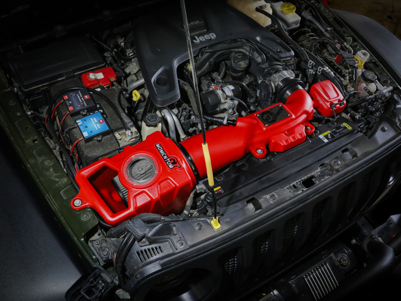AFE Momentum GT Cold Air Intake System (Red w/Pro DRY S Filter): Jeep Gladiator (2020-2025) / Wrangler (2018-2025) 3.6L V6