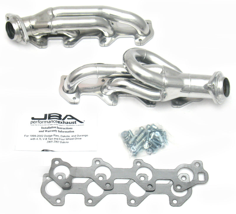 JBA Shorty Headers (Silver Ceramic): Dodge Dakota & Ram 4.7L V8 2004 - 2007