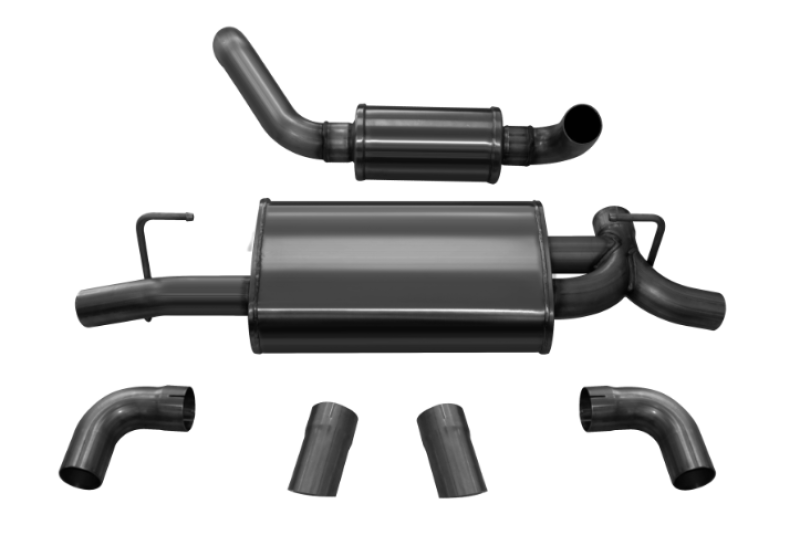 Corsa Touring Axle-Back Exhaust System (Turn Down Exit, Black): Jeep Wrangler JL 2018 - 2025 (2.0L I4 / 3.6L V6)