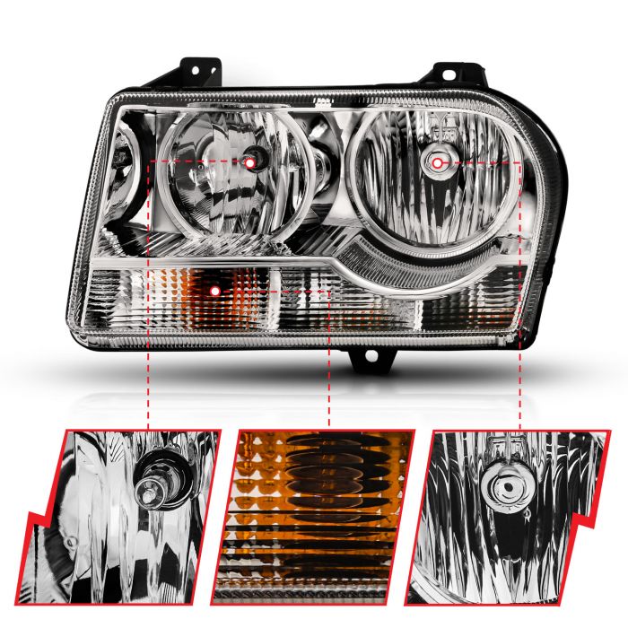 ANZO Crystal Headlights (Chrome/Amber): Chrysler 300 2005 - 2010