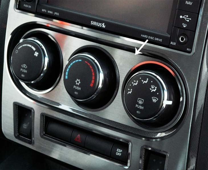 American Car Craft Brushed A/C Control Trim Plate: Dodge Challenger R/T SRT8 2008 - 2014