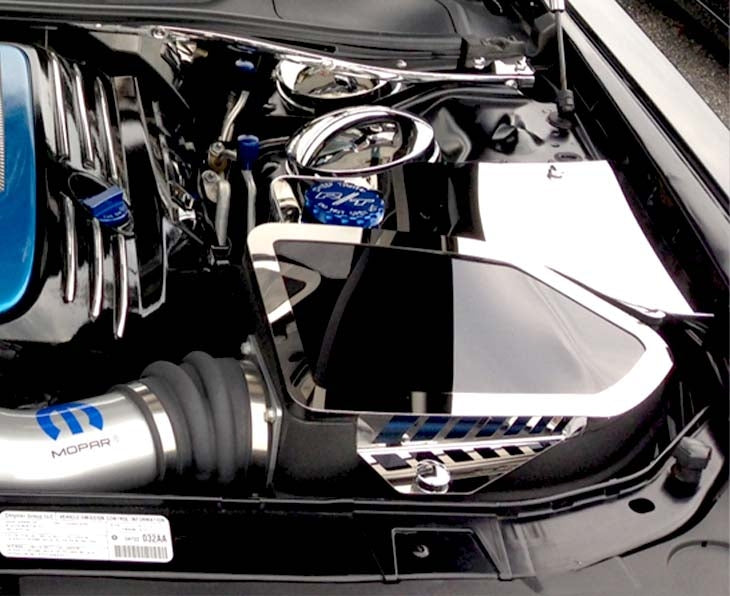 American Car Craft Mopar Cold Air Intake Cover (Clear / Polished): Chrysler 300 / Challenger / Charger 2011 - 2024 (5.7L Hemi / 6.4L SRT8)
