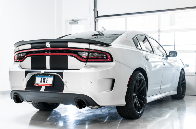 AWE Touring Edition Cat-Back Exhaust (Black Tips): Dodge Charger 2015 - 2023 (6.4L 392 & 6.2L Hellcat)