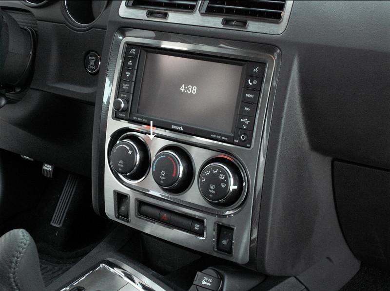 American Car Craft Brushed A/C Control Trim Plate: Dodge Challenger R/T SRT8 2008 - 2014