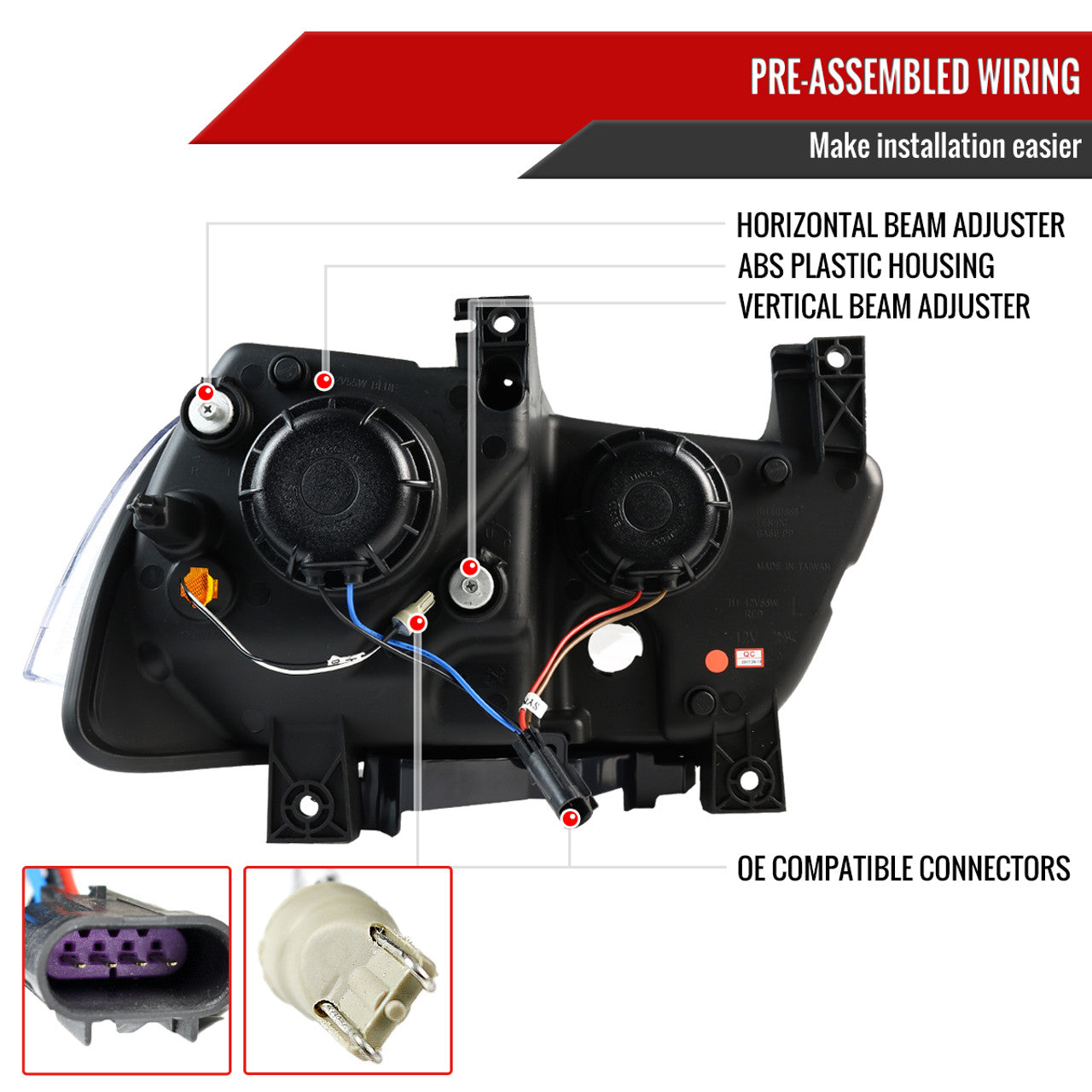 Spec D Projector Halo Headlights (Smoke): Dodge Charger 2011 - 2014