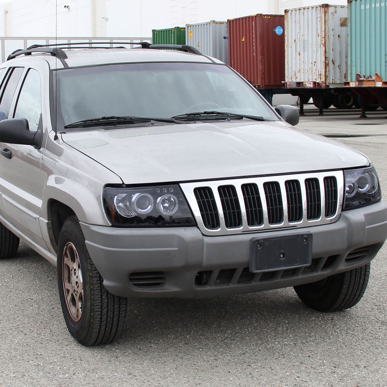 Spec D Projector Halo Headlights (Smoke): Jeep Grand Cherokee 1999 - 2004