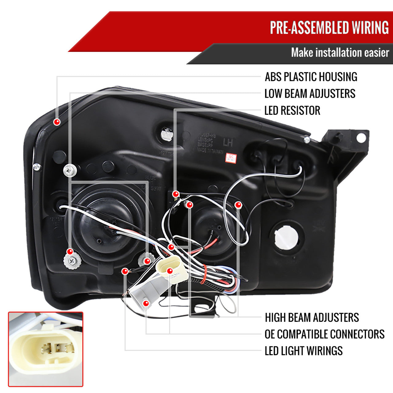 Spec D LED Projector Headlights (Black): Dodge Magnum 2005 - 2007