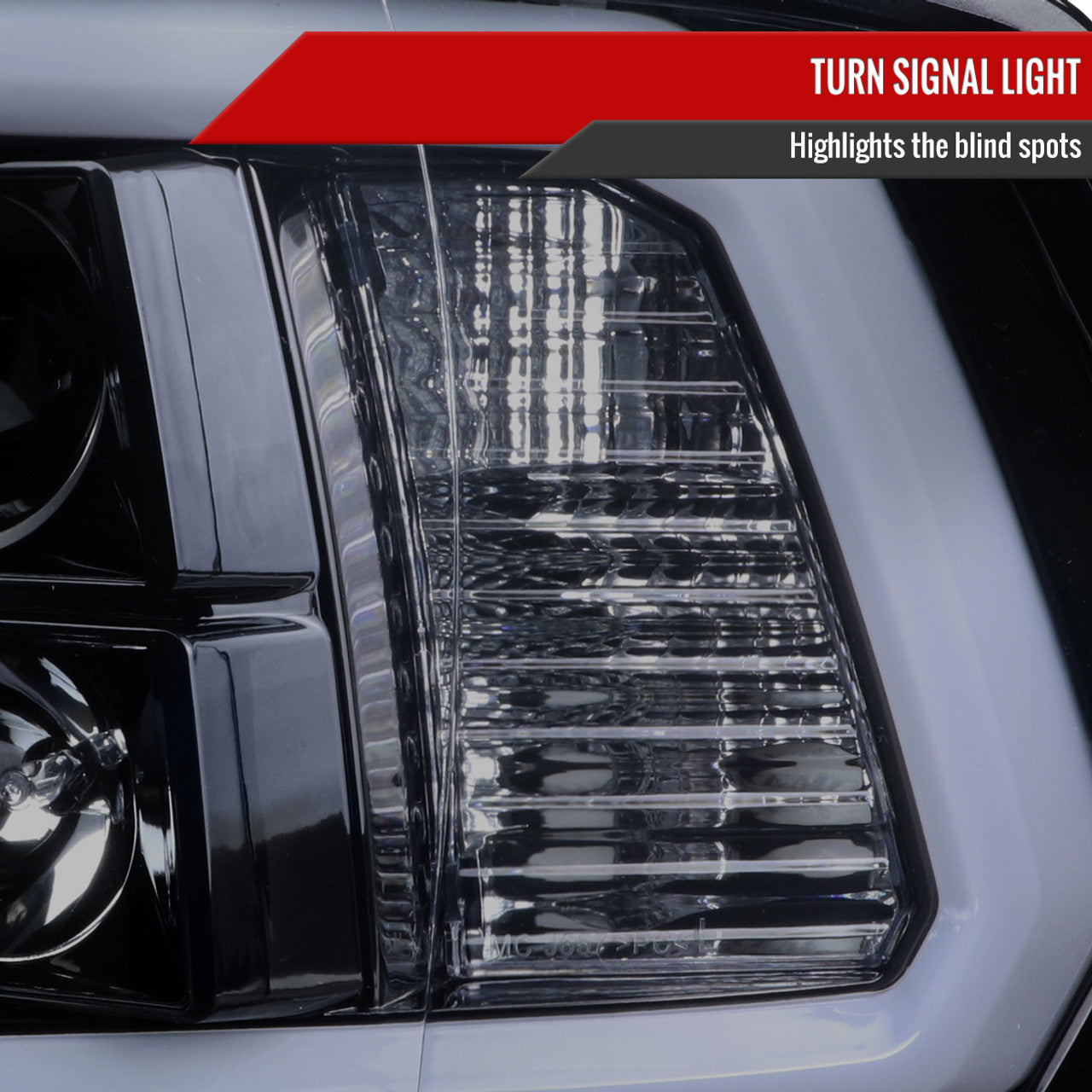 Spec D Projector Headlights w/ Light Bar (Smoke): Dodge Ram 2009 - 2018