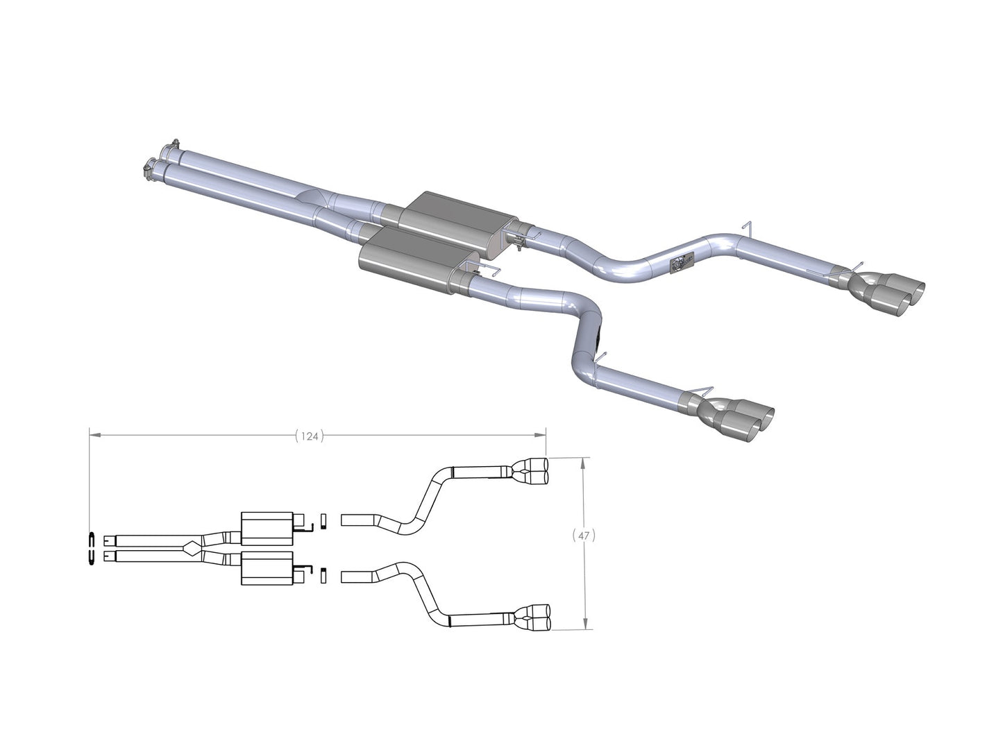 AFE Mach Force XP Cat-Back Exhaust: Dodge Challenger R/T 5.7L 2009 - 2014