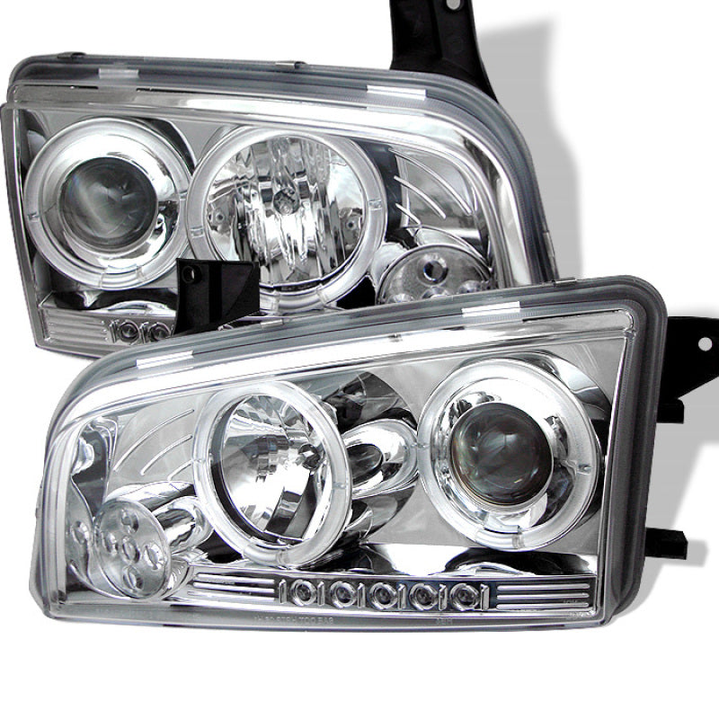 Spyder LED Dual Halo Projector Headlights (Chrome): Dodge Charger 2006 - 2010