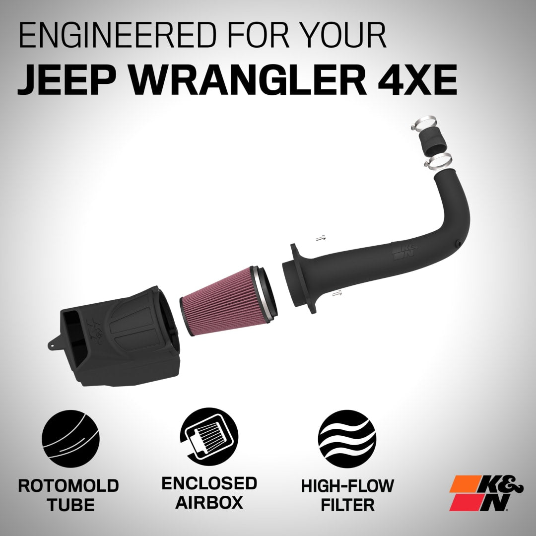 K&N 63 Series Cold Air Intake: Jeep Wrangler 4xE 2.0L Turbo 2024