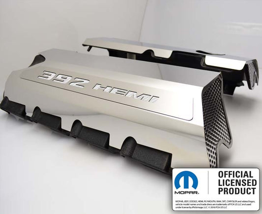 American Car Craft "392" Polished Fuel Rail Covers (CARBON FIBER): 300 / Challenger / Charger 6.4L 392 2011 - 2024