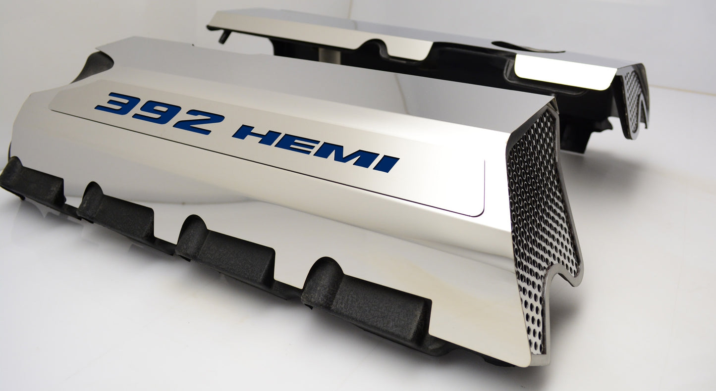 American Car Craft "392" Polished Fuel Rail Covers (CARBON FIBER): 300 / Challenger / Charger 6.4L 392 2011 - 2024