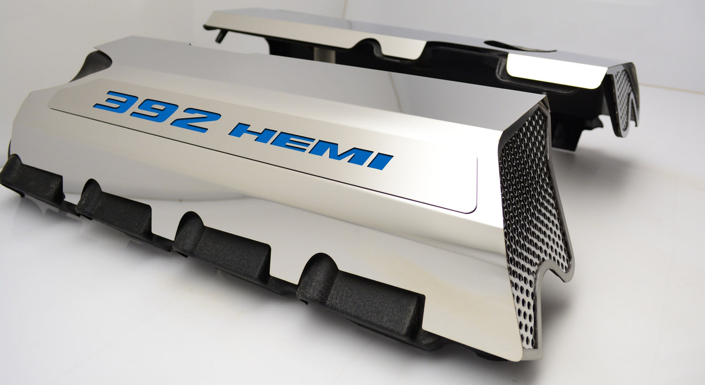 American Car Craft "392" Polished Fuel Rail Covers (CARBON FIBER): 300 / Challenger / Charger 6.4L 392 2011 - 2024