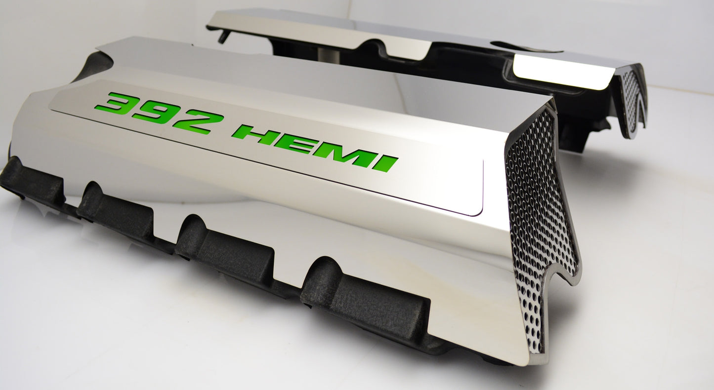 American Car Craft "392" Polished Fuel Rail Covers (CARBON FIBER): 300 / Challenger / Charger 6.4L 392 2011 - 2024