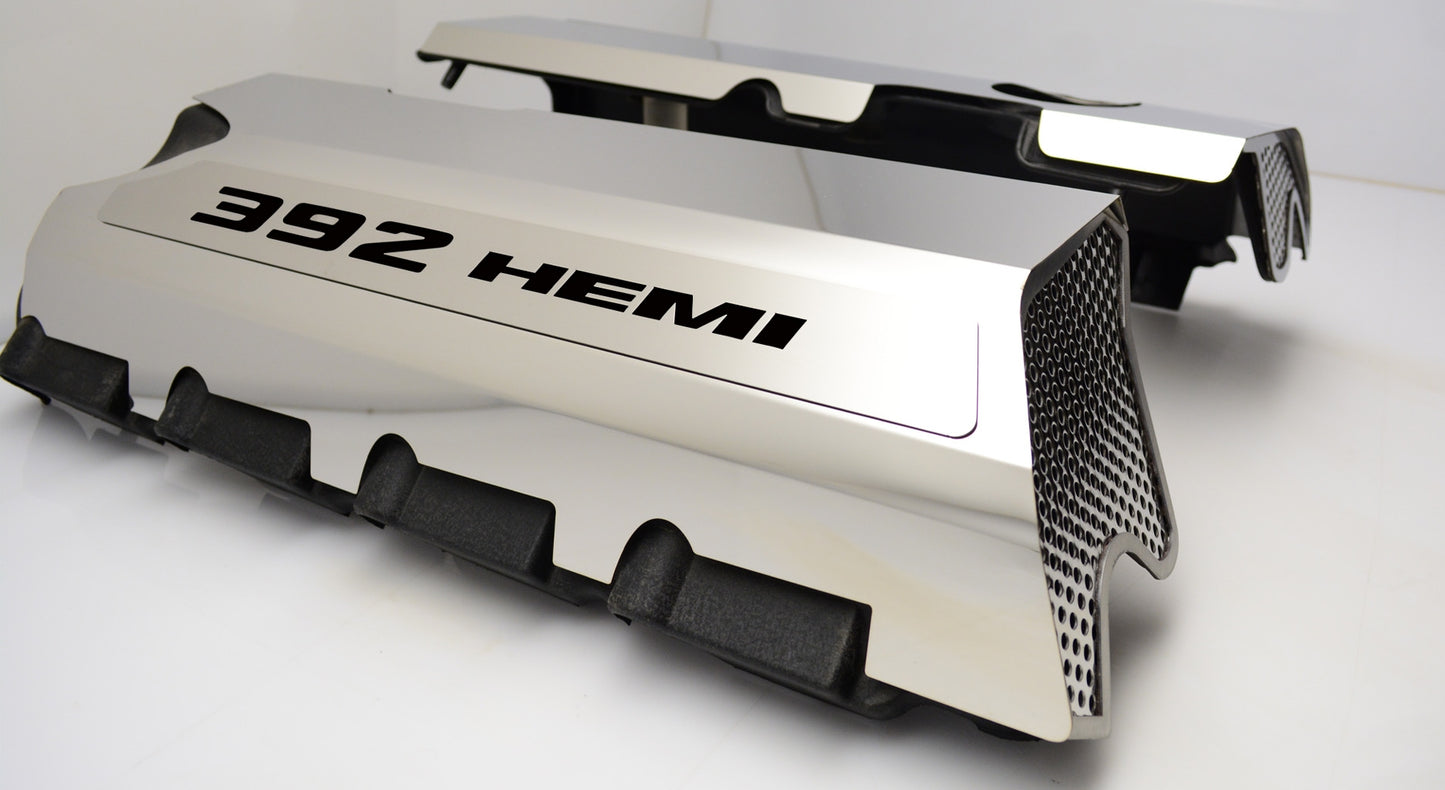 American Car Craft "392" Polished Fuel Rail Covers (CARBON FIBER): 300 / Challenger / Charger 6.4L 392 2011 - 2024