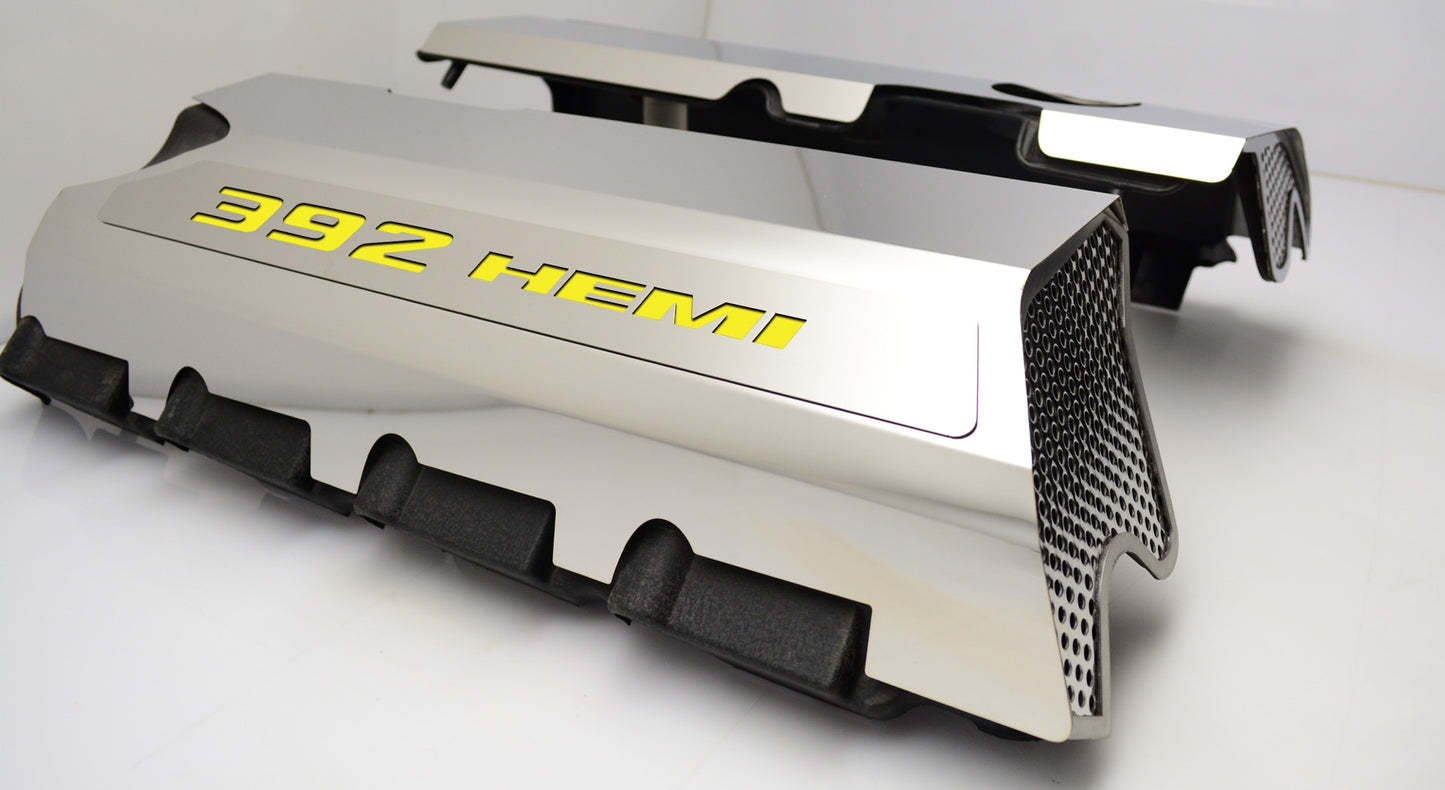 American Car Craft "392" Polished Fuel Rail Covers (CARBON FIBER): 300 / Challenger / Charger 6.4L 392 2011 - 2024