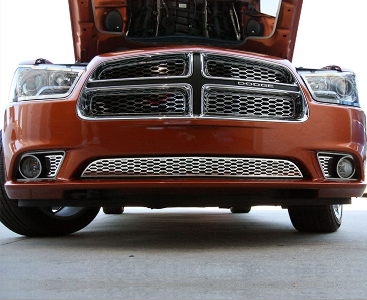 American Car Craft Polished Factory Fog Light Overlay: Dodge Charger R/T 2011 - 2014