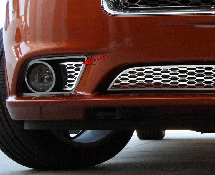American Car Craft Polished Factory Fog Light Overlay: Dodge Charger R/T 2011 - 2014