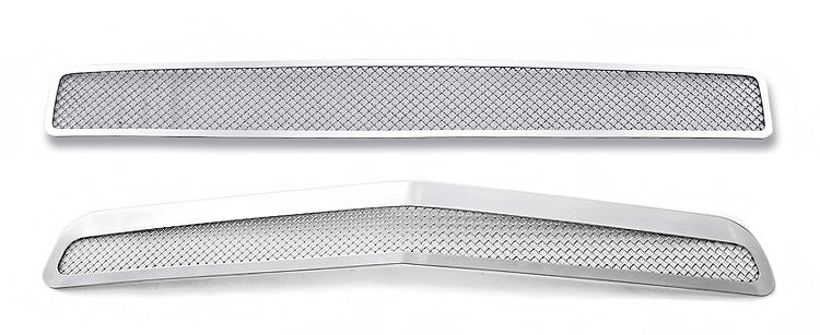 APS Polished Stainless Mesh Grilles (Upper & Lower): Dodge Challenger 2011 - 2014