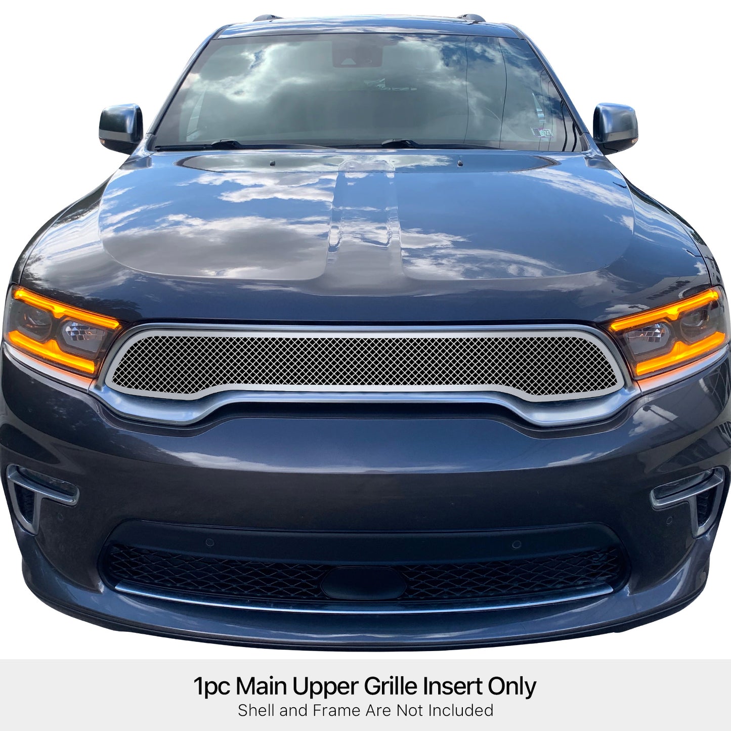 APS Polished Stainless Upper Mesh Grille: Dodge Durango 2021 - 2024