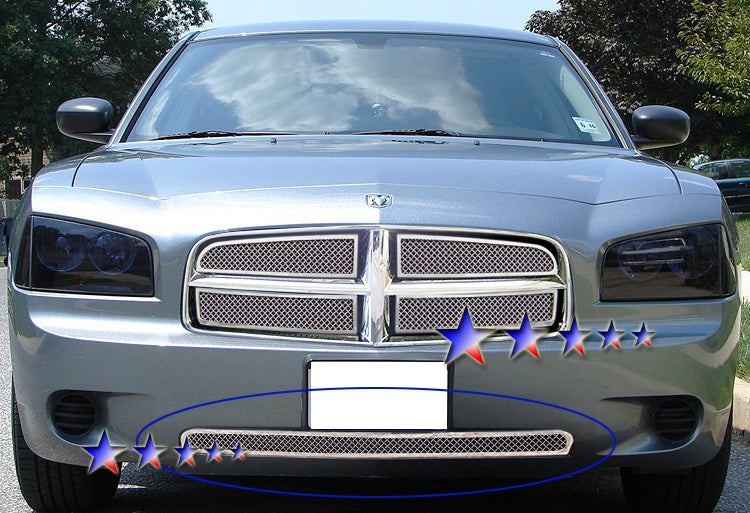 APS Polished Stainless Lower Mesh Grille (1.8mm Wire): Dodge Charger 2006 - 2010