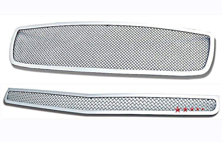 APS Polished Stainless Mesh Grilles (Upper & Lower, 1.8mm): Dodge Charger 2006 - 2010