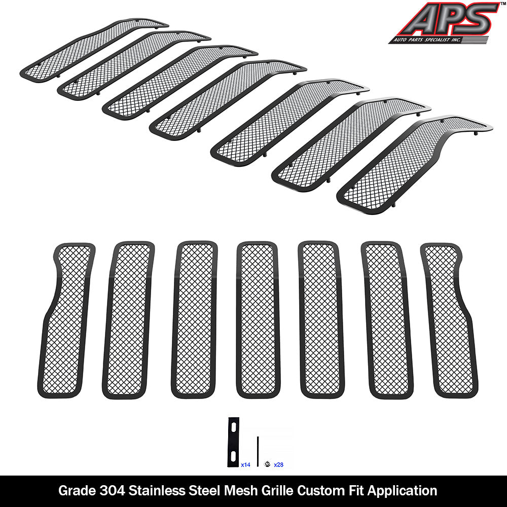 APS Black Stainless Upper Mesh Grille: Jeep Gladiator 2020 - 2025