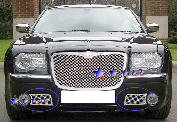APS Polished Stainless Lower Mesh Grille (1.8mm, w/ Fog Lights): Chrysler 300C 2005 - 2010