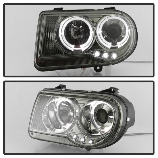 Spyder LED Dual Halo Projector Headlights (Smoke): Chrysler 300C 2005 - 2010