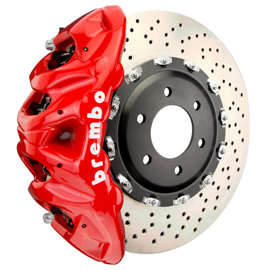 Brembo GT 8-Piston Front Big Brake Kit (Red, Drilled): Jeep Grand Cherokee 2022 - 2025 (All Models, Including L)