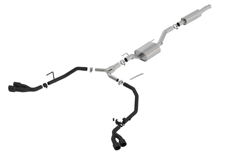 Borla ATAK Cat-Back Exhaust System (Dual Split Exit, Black Tips): Jeep Gladiator JT 3.6L V6 2020 - 2025