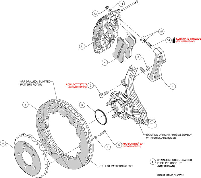 Wilwood AERO6 6-Piston Front Big Brake Kit (Black Calipers, Drilled Rotors): 300 / Challenger / Charger 2012 - 2024 (Excluding AWD, 6.4L 392 & 6.2L Hellcat)