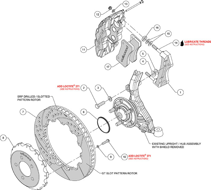 Wilwood AERO6 6-Piston Front Big Brake Kit (Black Calipers, Slotted Rotors): 300 / Challenger / Charger / Magnum 2005 - 2011 (Excluding AWD, SRT8)