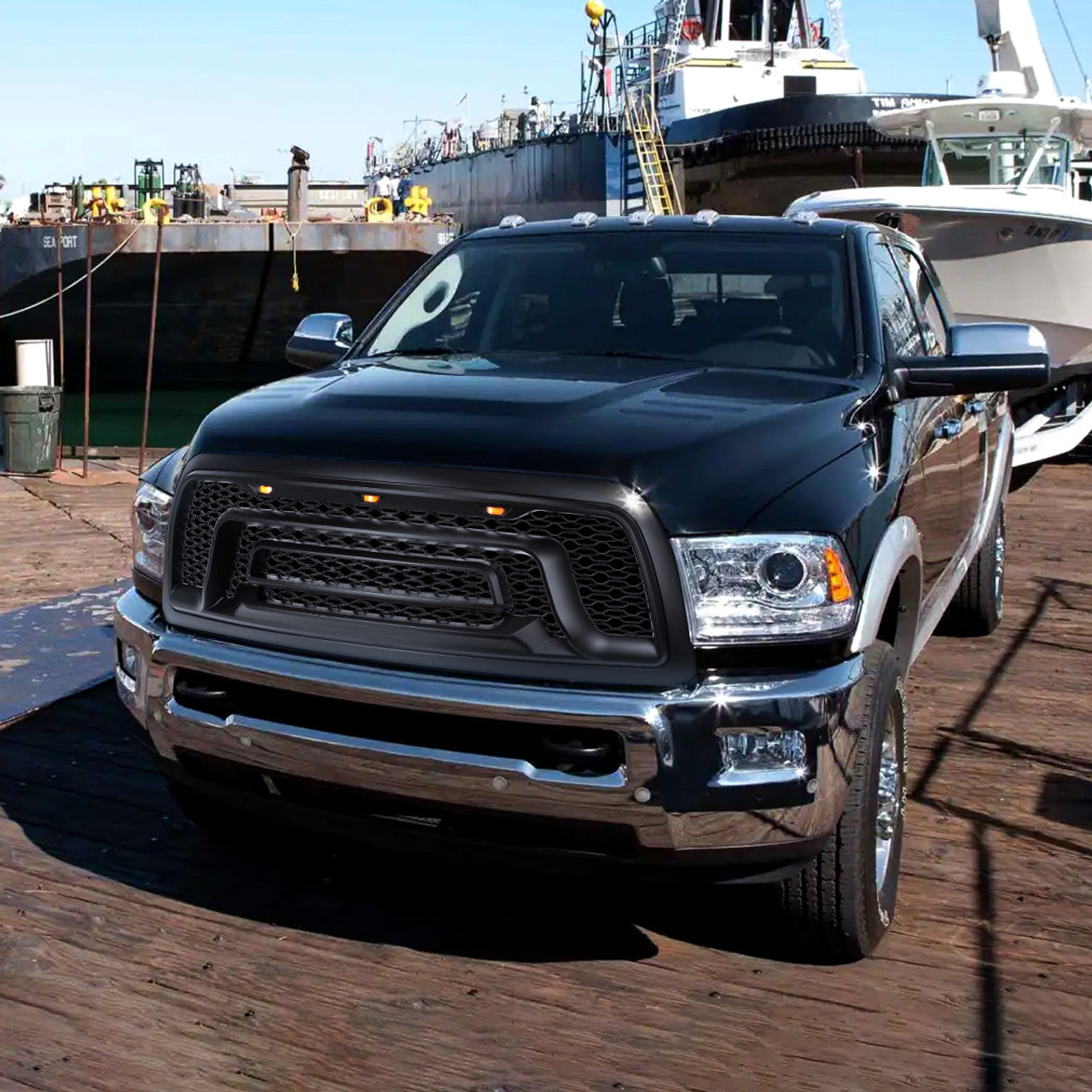 Spec D Rebel Grille w/ LED's (Matte Black): Dodge Ram 2500 / 3500 2010 - 2018