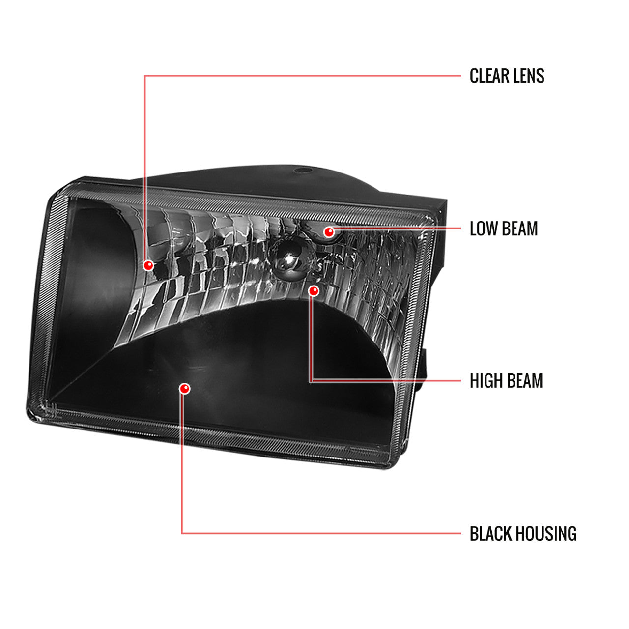 Spec D Crystal Headlights (Black): Jeep Grand Cherokee 1993 - 1998