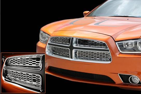 American Car Craft Polished Grille Overlay: Dodge Charger R/T 2011 - 2014