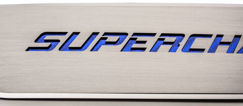 American Car Craft Front Brushed "SUPERCHARGED" Door Badge 2pc: Dodge Charger 2011 - 2023