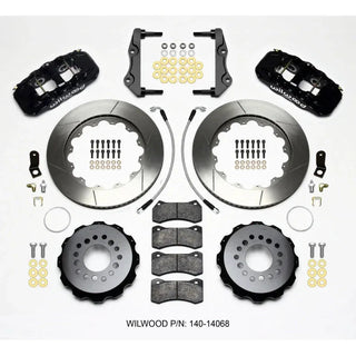 Wilwood AERO4 Rear Big Brake Kit Slotted Rotors Black Calipers (REAR): 12-23 Challenger / Charger / 11-23 300 3.6/5.7L RWD