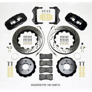 Wilwood AERO6 Front Big Brake Kit Drilled Rotors Black Calipers (FRONT): 12-23 Challenger / Charger / 11-23 300 3.6/5.7L RWD