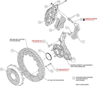 Wilwood AERO6 Front Big Brake Kit Drilled Rotors Black Calipers (FRONT): 12-23 Challenger / Charger / 11-23 300 3.6/5.7L RWD