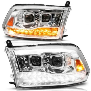 ANZO LED Projector Headlights w/ Sequential Signal (PAIR): Fits Ram (02-24) - Chrome