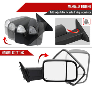 Spec D Passenger Mirror w/ Turn & Puddle Light (PASS): Ram 2500 / 3500 (19-26) - Black