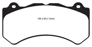 EBC Redstuff Front Brake Pads: Dodge Challenger & Charger 6.2L Hellcat & 6.4L 392 2015 - 2023 (w/ 6-Piston Calipers ONLY)