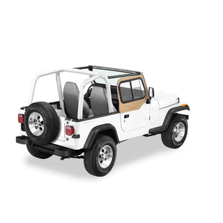Bestop Upper Door Sliders Dark Tan Dual Sliding Window: Jeep Wrangler 97-06 4.0L/2.5L