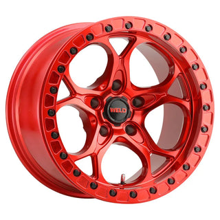 Weld W906 Ledge / Candy Red / Red Ring | 17x10 | 5x127 | -25mm - Beadlock