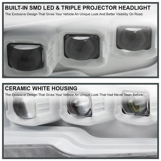 Spec D LED Projector Headlights (White w/ Sequential Signal): Dodge Ram 2009 - 2018