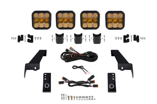 Diode Dynamics SS5 4-Pod CrossLink Grille Lightbar Kit Pro Yellow (F&R): Jeep Wrangler JL 2018-26 / Gladiator JT 2020-24