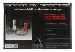 Spectre Polished Air Intake Kit w/Red Filter (F&R): Dodge Ram 5.2L / 5.9L 1994-2001