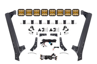 Diode Dynamics SS5 Pro CrossLink Windshield Lightbar Kit Yellow Combo (FRONT): Jeep Wrangler JK 2007-2018